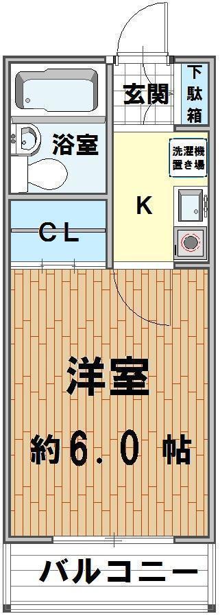 シティ川越(1K/2階)の間取り写真