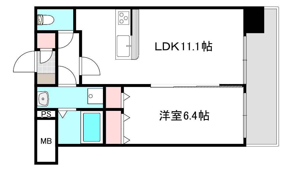 コンティニューム宇品(1LDK/5階)の間取り写真