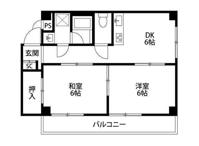 大江戸ハイツ東陽町(2DK/2階)の間取り写真