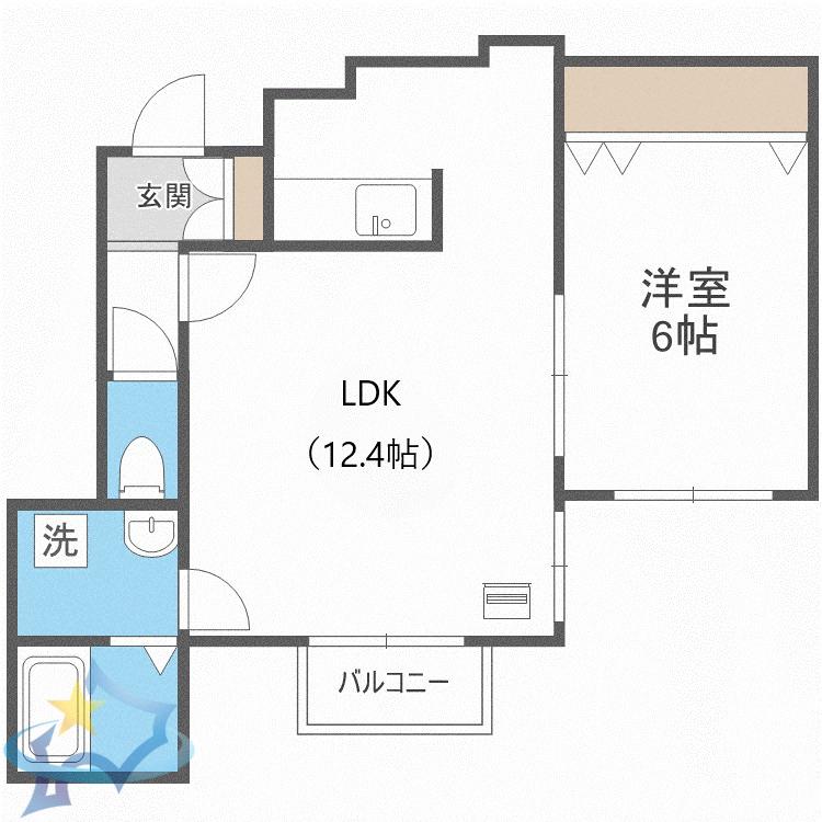 クラリス琴似(1LDK/4階)の間取り写真