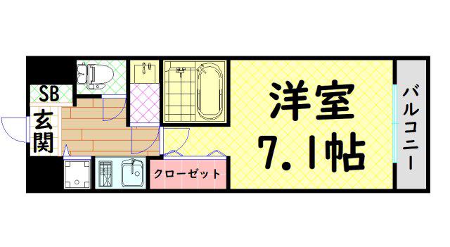 エイペックス心斎橋東(1K/1階)の間取り写真
