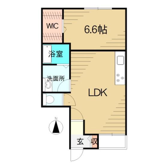 ネオハイツ徳定(1LDK/1階)の間取り写真