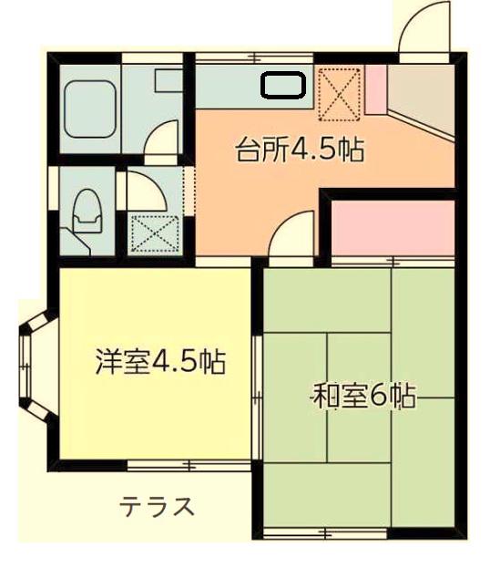 かなめハイツ(2K/1階)の間取り写真