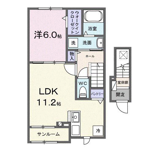 キャンディー・ココ(1LDK/2階)の間取り写真