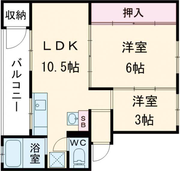 サンガーデン小ヶ倉(2LDK/4階)の間取り写真