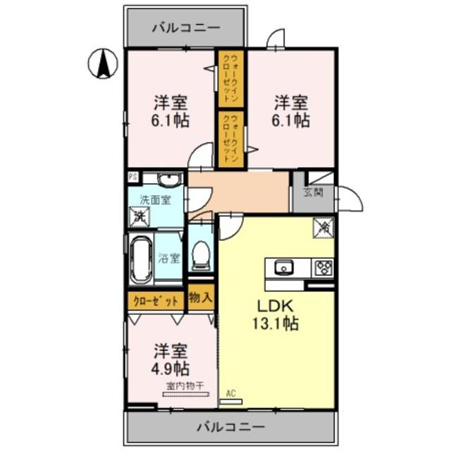 VENTVERT小金台(3LDK/2階)の間取り写真