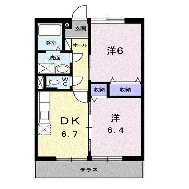 エルディム セントラル(2DK/1階)の間取り写真