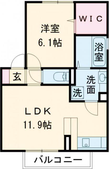 エトワール広田B(1LDK/2階)の間取り写真
