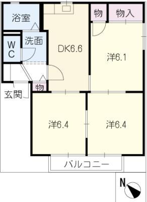 ハイツレインボーB(3DK/2階)の間取り写真