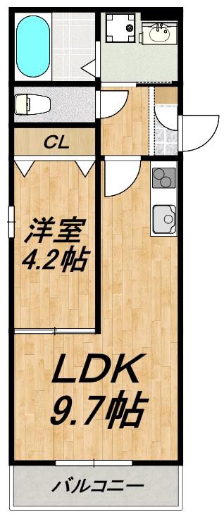 LECOCON中川(1LDK/3階)の間取り写真