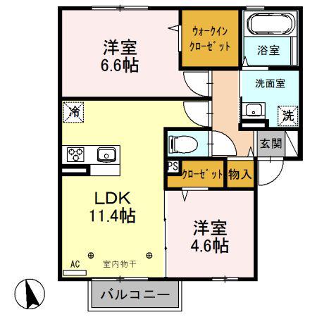 シャトレー・パイン(2LDK/2階)の間取り写真