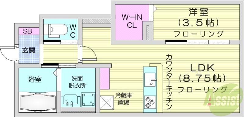 LIBERTE(1LDK/1階)の間取り写真