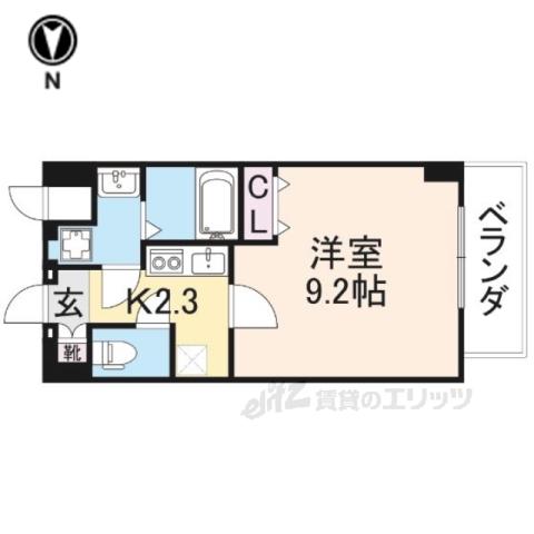 グランツ寝屋川(1K/3階)の間取り写真