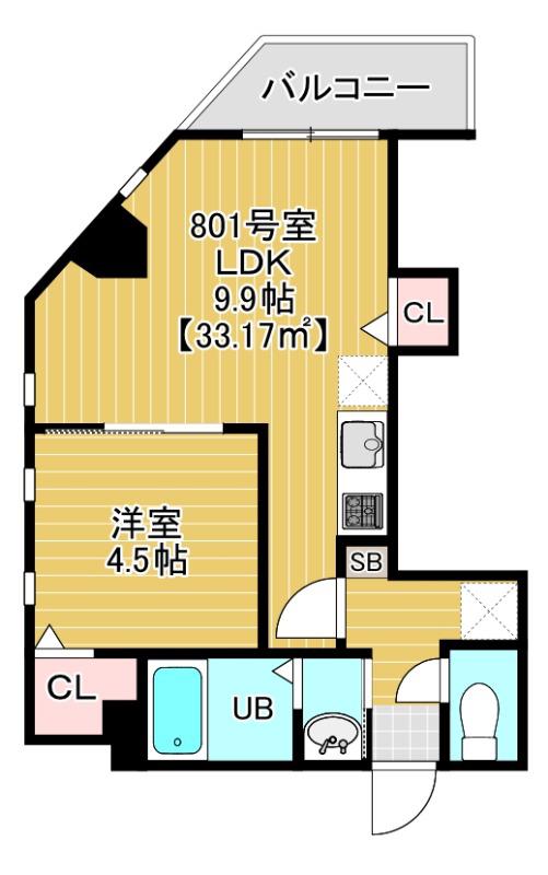 ソラトワーヌ(1LDK/8階)の間取り写真