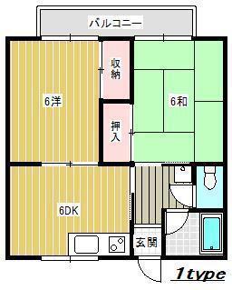 コーポセゾン(2DK/1階)の間取り写真