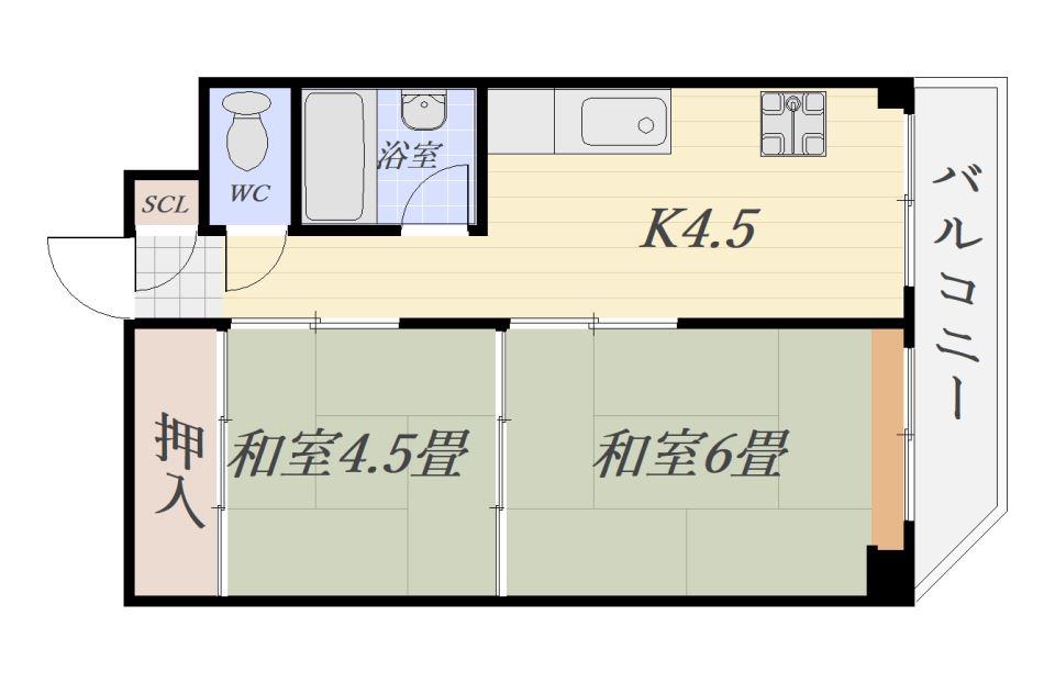 城西コーポ(2K/3階)の間取り写真