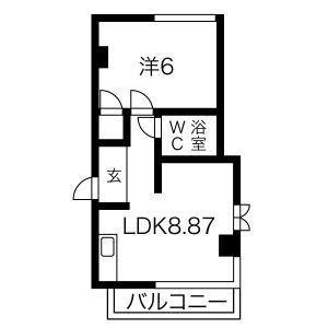 キャッスル上小田井(1LDK/4階)の間取り写真