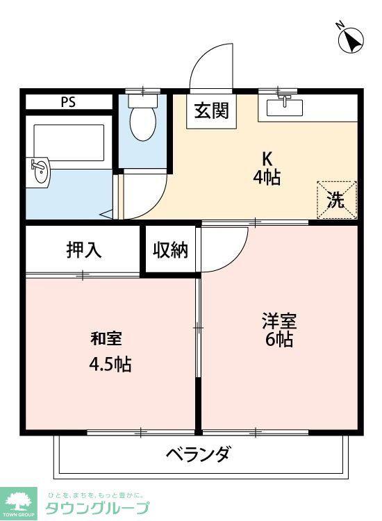 ヤマジンハイツ(2K/1階)の間取り写真