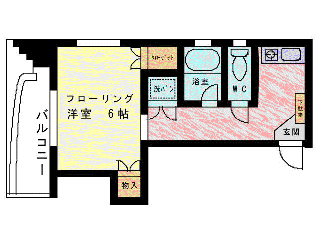 ラルジュ大橋(1K/3階)の間取り写真