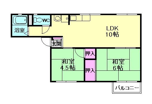 プレミールHANA(2LDK/2階)の間取り写真