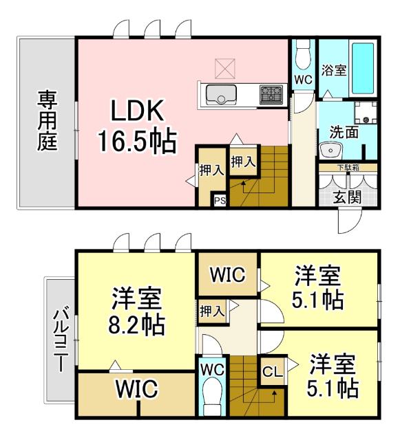 D-ROOM守恒 A棟(3LDK/1階)の間取り写真