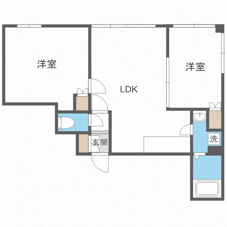 エスポワール円山(2LDK/5階)の間取り写真