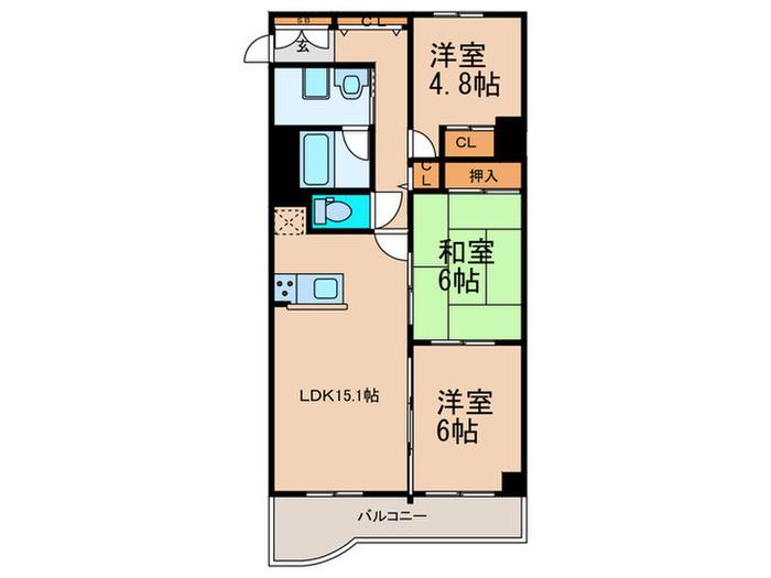 ファーストプライズ(3LDK/7階)の間取り写真