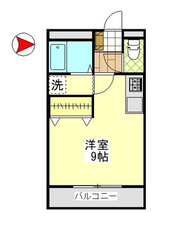 ウィステリアコート西中新田III(1K/1階)の間取り写真