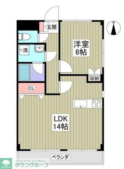 パームヴィラ鴨居(1LDK/2階)の間取り写真