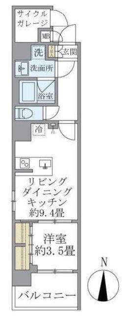 D′S VARIE三ノ輪レジデンス(1LDK/7階)の間取り写真