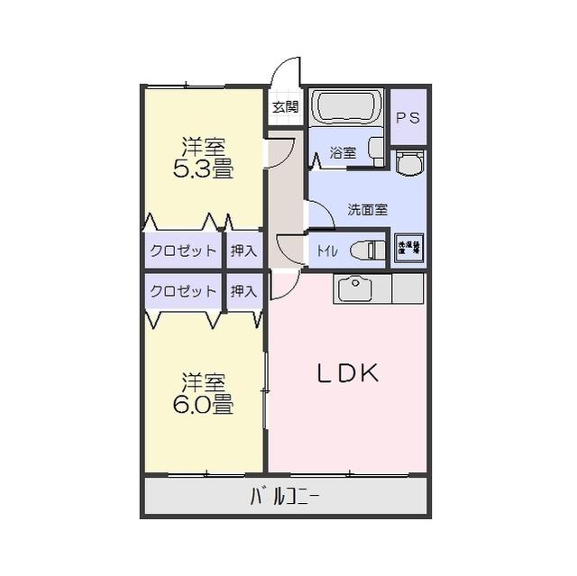 グレイスセゾン(2LDK/3階)の間取り写真