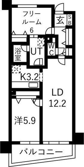 グランコープ東高麗橋(2LDK/8階)の間取り写真