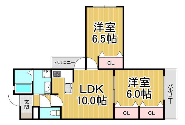 CASA香枦園(2LDK/1階)の間取り写真