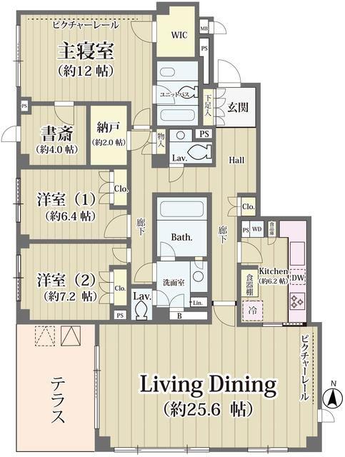 大山パークヒルズ(3LDK/1階)の間取り写真