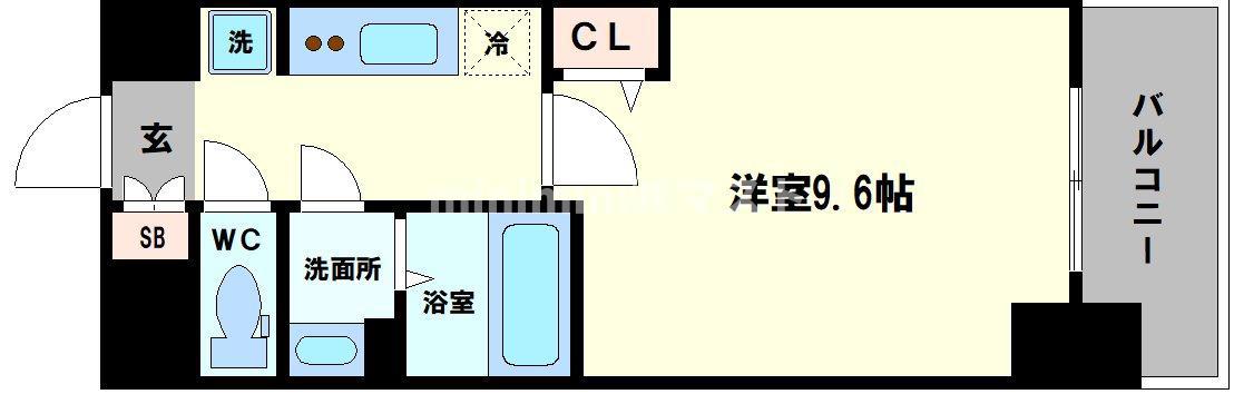 ソルテラスNAMBAフロント(1K/13階)の間取り写真