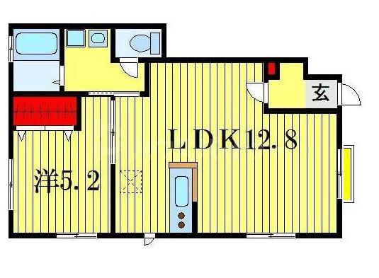 ラピス新宿B(1LDK/1階)の間取り写真