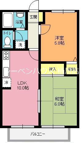 ベルグランあさひB棟(2LDK/2階)の間取り写真
