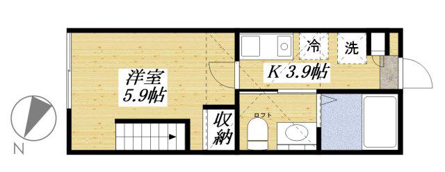 ショコラ BASE(1K/2階)の間取り写真