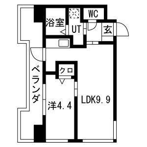 ビュークレスト佐賀駅前(1LDK/7階)の間取り写真