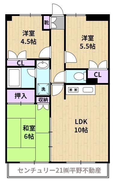 グリーンハイツ(3LDK/2階)の間取り写真