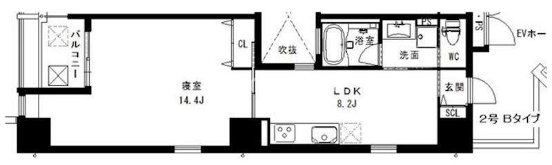 シエロ南堀江(1LDK/11階)の間取り写真