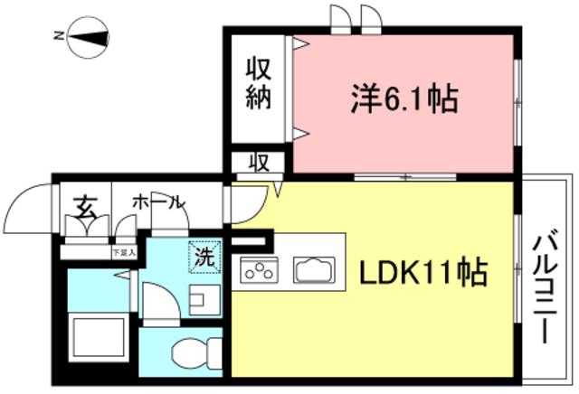 BELLE CASA(1LDK/2階)の間取り写真