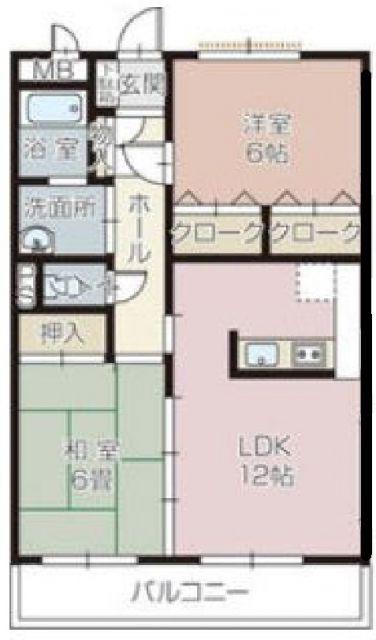 ルクス21(2LDK/3階)の間取り写真