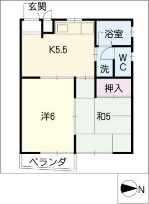 加福ハイツIII(2K/3階)の間取り写真