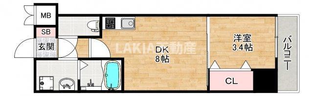 MAXIV大阪山坂(1LDK/9階)の間取り写真