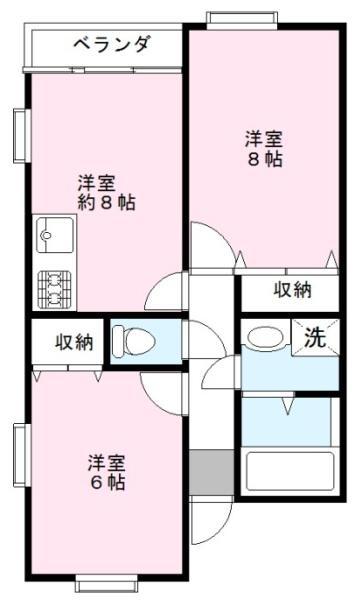 本郷ハイツA(2DK/2階)の間取り写真