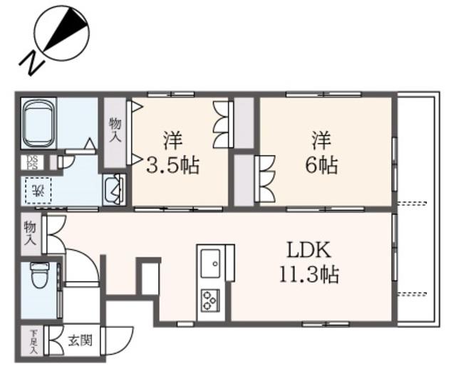 金沢八景柳町ヘーベルハウス(2LDK/1階)の間取り写真