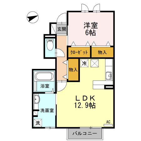 グラード(1LDK/1階)の間取り写真