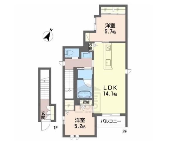 シャーメゾン豊中本町2(2LDK/1階)の間取り写真