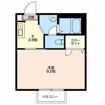 ディアス・ハイランド(1K/2階)の間取り写真